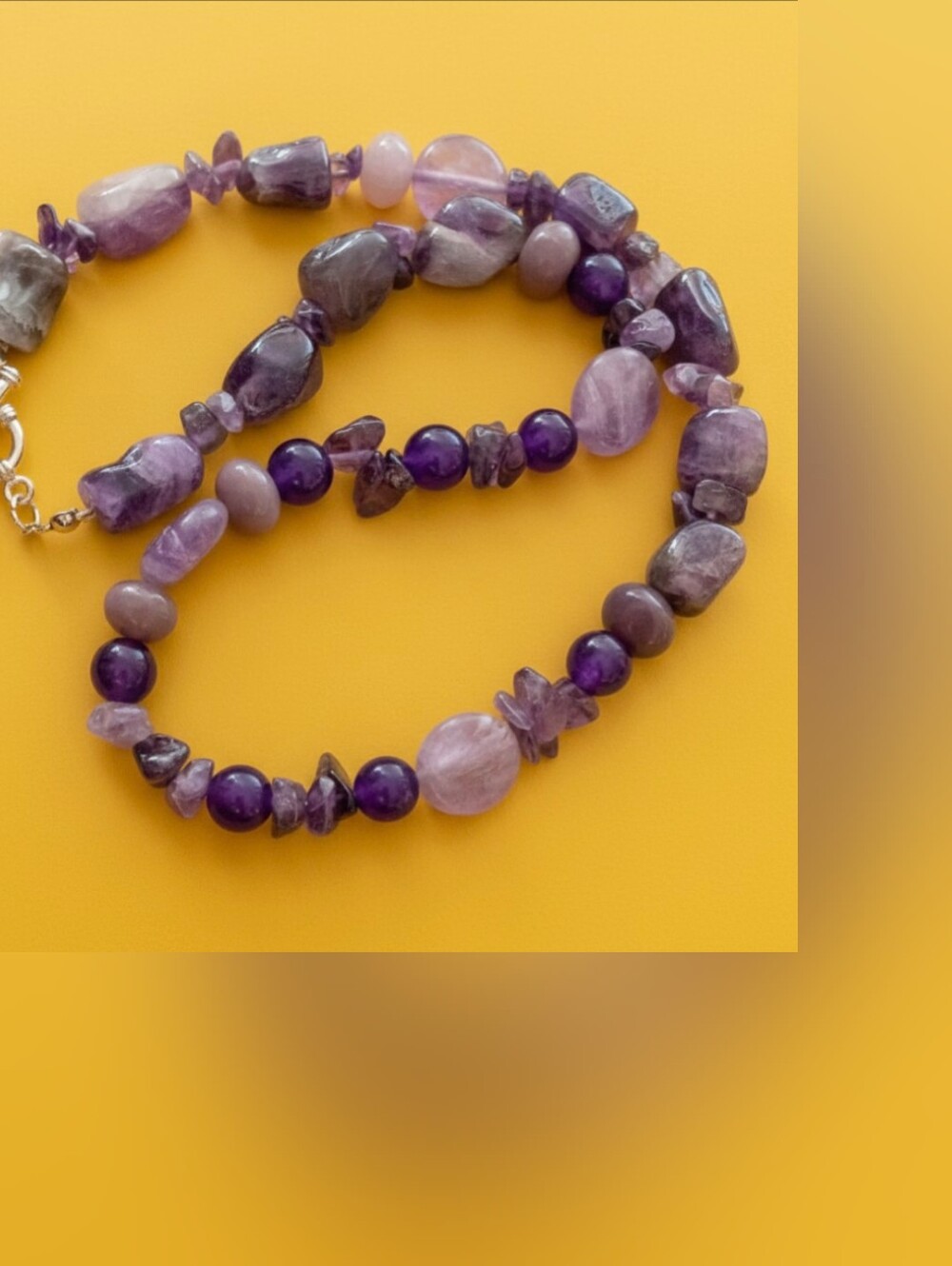 Chunky Multi-Shape Natural Purple Amethyst Gemstone Statement Necklace